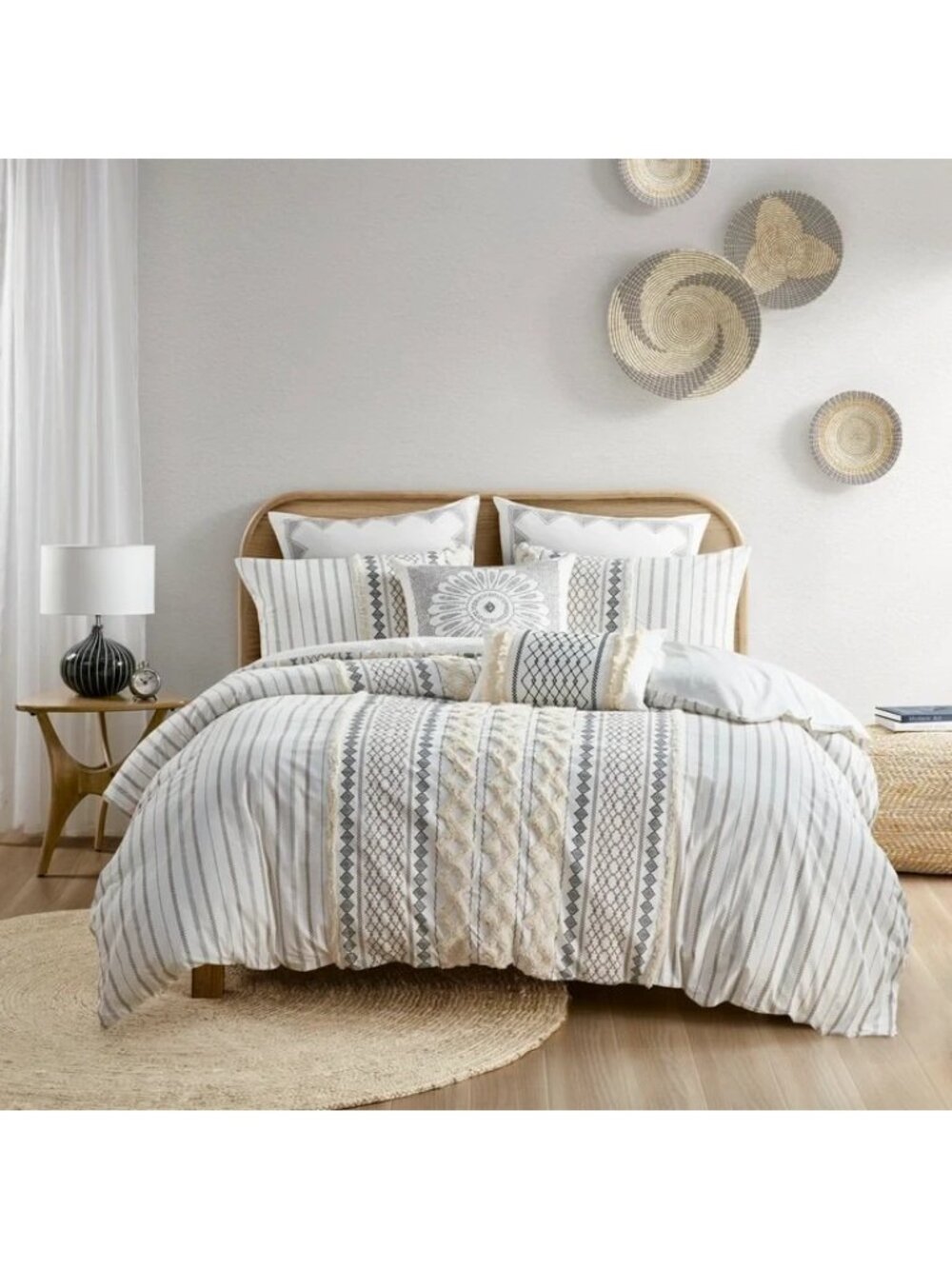 Imani Cotton Printed Duvet Cover Set with Chenille